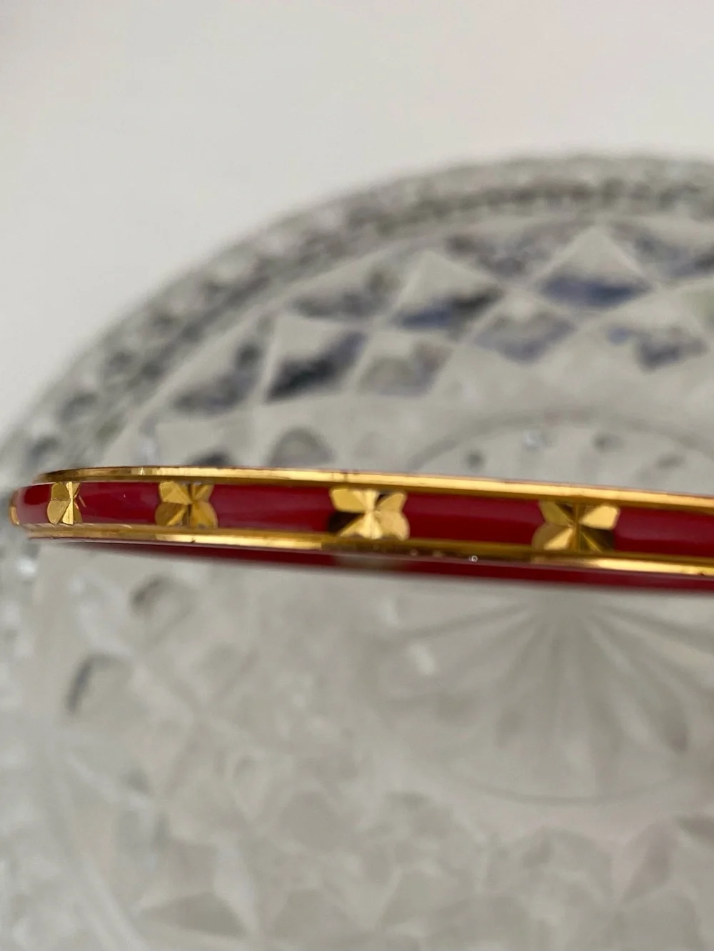 Gold-Accent Red Enamel Bangle Bracelet - Women's Jewelry